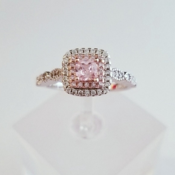 Sterling Pink Princess Cut Solitaire - Picture 3 of 9